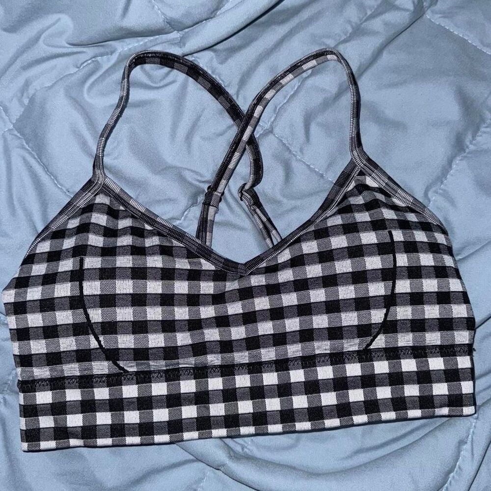 Black and White Gingham Crop Top Bralette - Picture 2 of 5